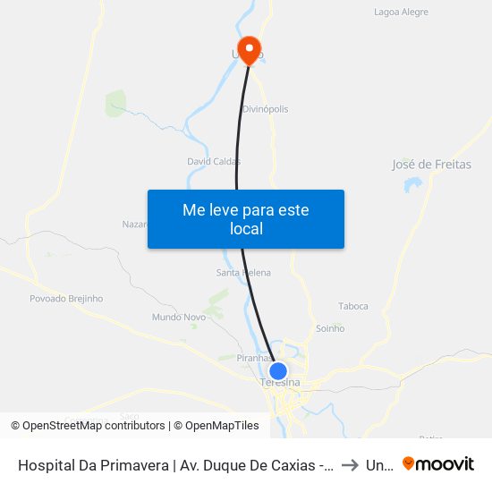 Hospital Da Primavera | Av. Duque De Caxias - Sentido Centro to União map