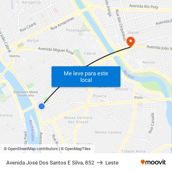 Avenida José Dos Santos E Silva, 852 to Leste map
