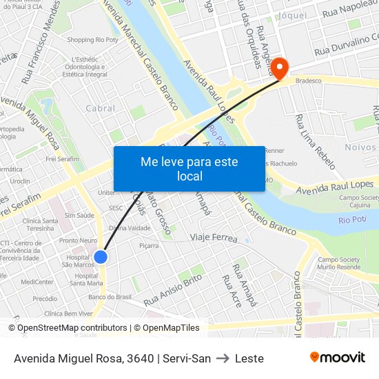 Avenida Miguel Rosa, 3640 | Servi-San to Leste map