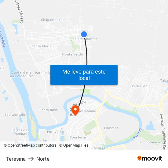 Teresina to Norte map