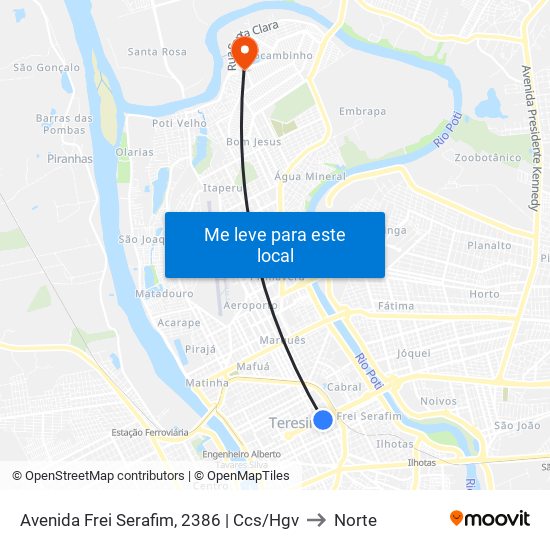 Avenida Frei Serafim, 2386 | Ccs/Hgv to Norte map
