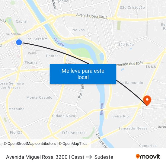 Avenida Miguel Rosa, 3200 | Cassi to Sudeste map