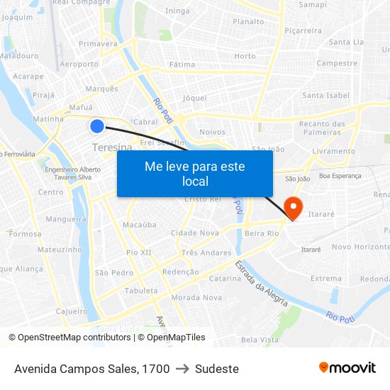 Avenida Campos Sales, 1700 to Sudeste map