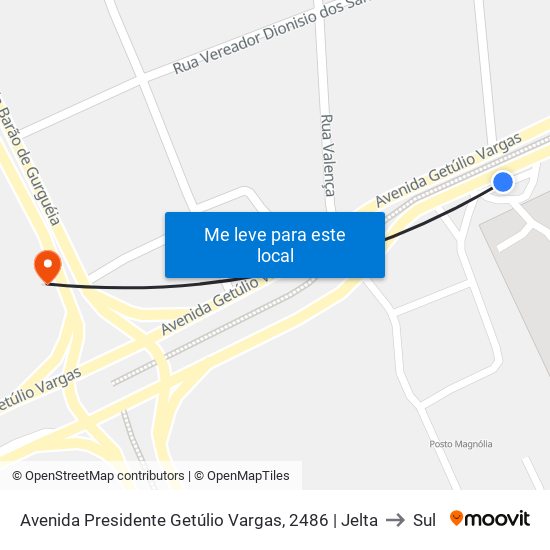 Avenida Presidente Getúlio Vargas, 2486 | Jelta to Sul map