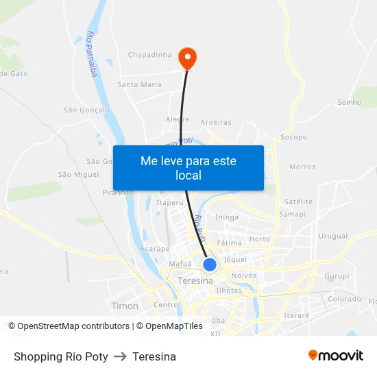 Shopping Rio Poty to Teresina map