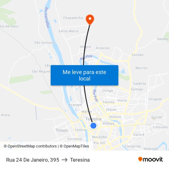 Rua 24 De Janeiro, 395 to Teresina map