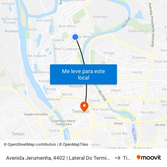 Avenida Jerumenha, 4402 | Lateral Do Terminal Buenos Aires to Timon map