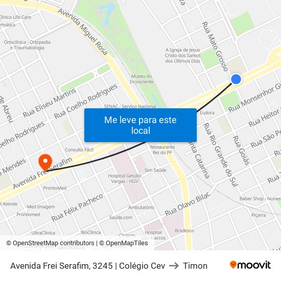 Avenida Frei Serafim, 3245 | Colégio Cev to Timon map