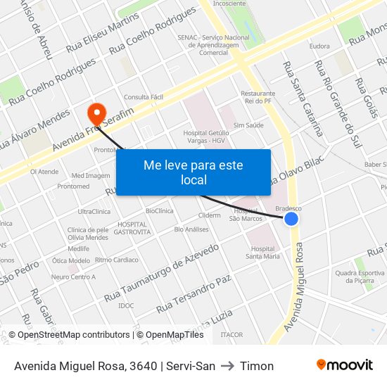 Avenida Miguel Rosa, 3640 | Servi-San to Timon map