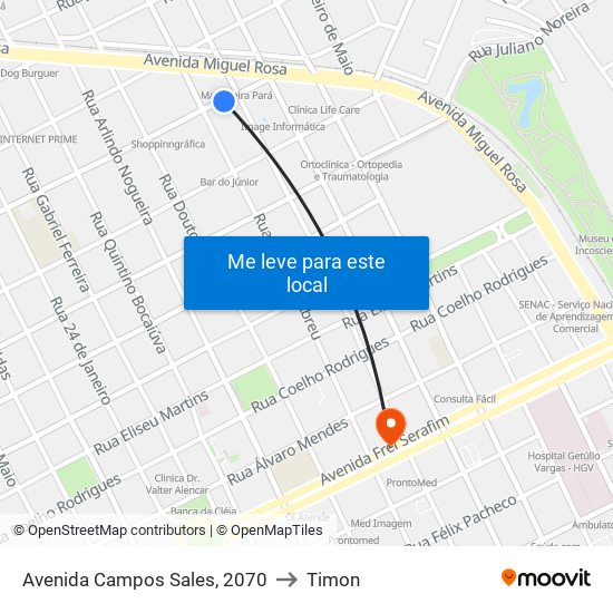 Avenida Campos Sales, 2070 to Timon map