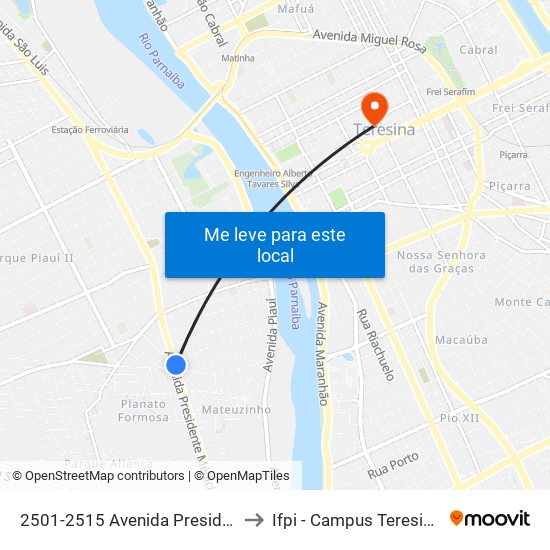 2501-2515 Avenida Presidente Médici to Ifpi - Campus Teresina Central map