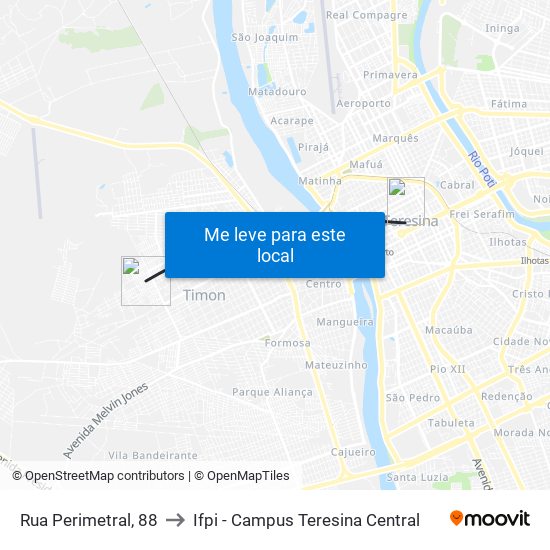 Rua Perimetral, 88 to Ifpi - Campus Teresina Central map