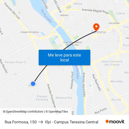 Rua Formosa, 150 to Ifpi - Campus Teresina Central map