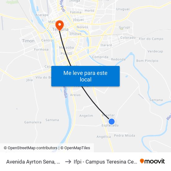 Avenida Ayrton Sena, 4600 to Ifpi - Campus Teresina Central map