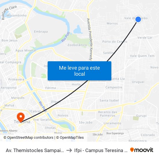 Av. Themístocles Sampaio, 8362 to Ifpi - Campus Teresina Central map