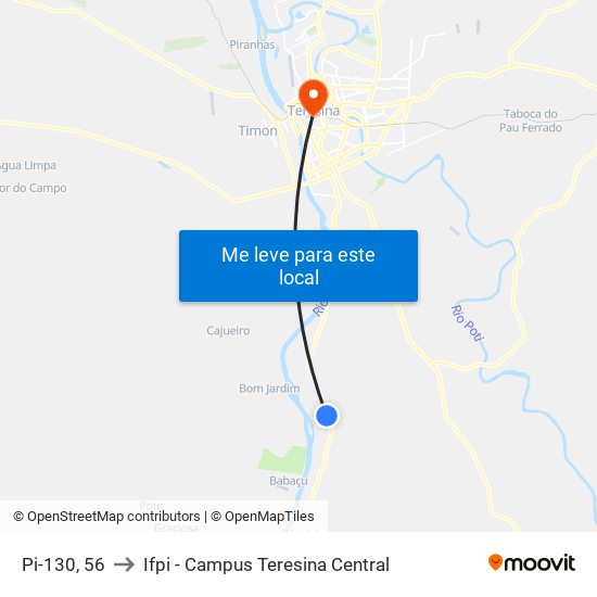 Pi-130, 56 to Ifpi - Campus Teresina Central map