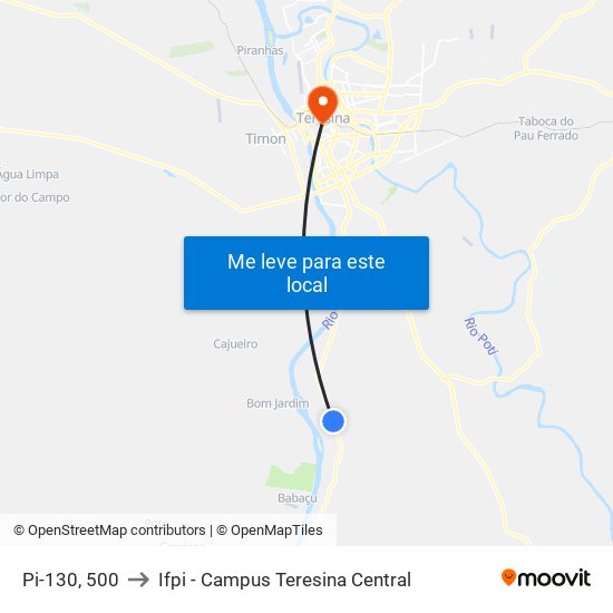 Pi-130, 500 to Ifpi - Campus Teresina Central map