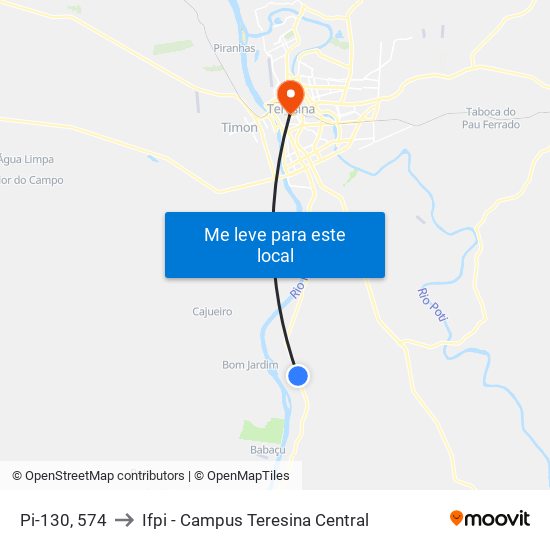 Pi-130, 574 to Ifpi - Campus Teresina Central map