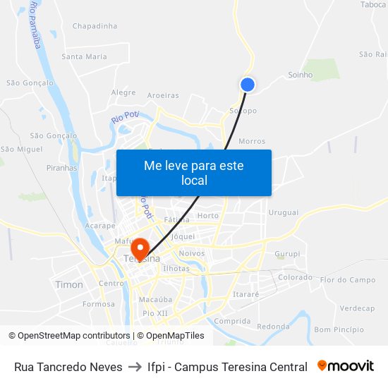 Rua Tancredo Neves to Ifpi - Campus Teresina Central map