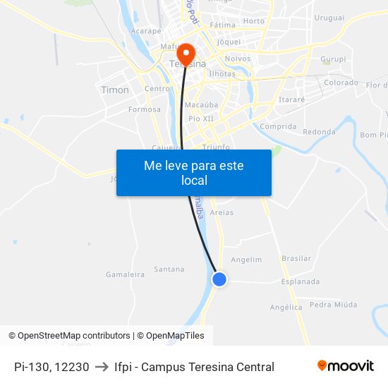 Pi-130, 12230 to Ifpi - Campus Teresina Central map