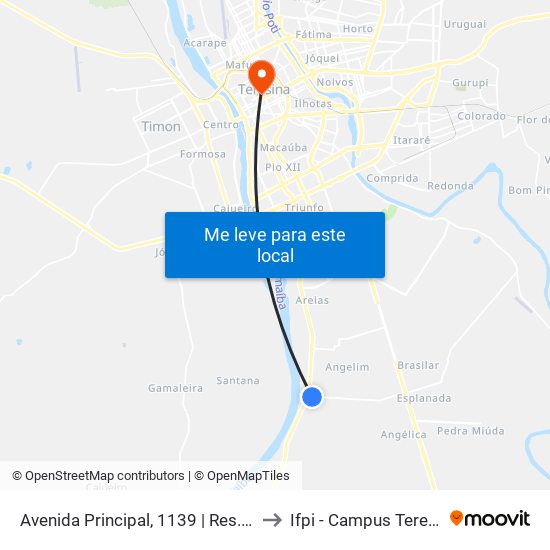 Avenida Principal, 1139 | Res. Manoel Damásio to Ifpi - Campus Teresina Central map