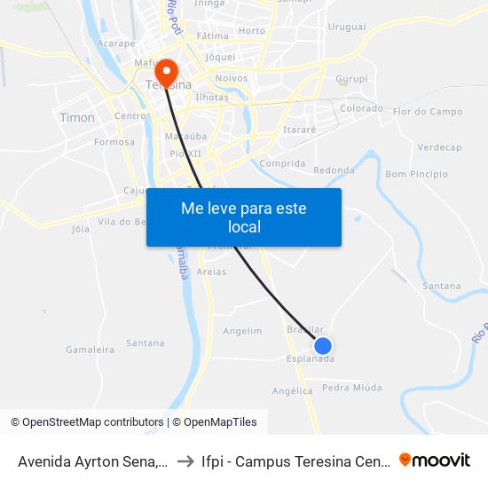 Avenida Ayrton Sena, 25 to Ifpi - Campus Teresina Central map