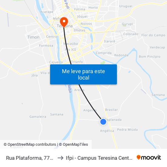 Rua Plataforma, 7704 to Ifpi - Campus Teresina Central map