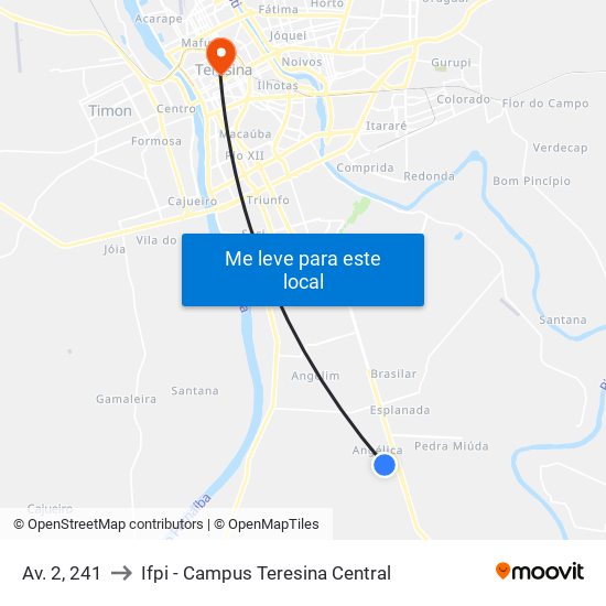 Av. 2, 241 to Ifpi - Campus Teresina Central map