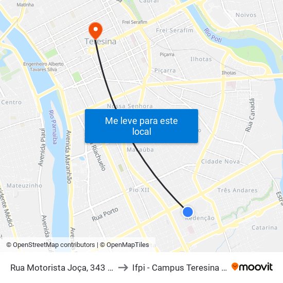 Rua Motorista Joça, 343 | Detran to Ifpi - Campus Teresina Central map