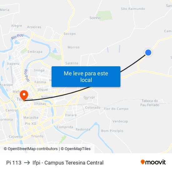 Pi 113 to Ifpi - Campus Teresina Central map