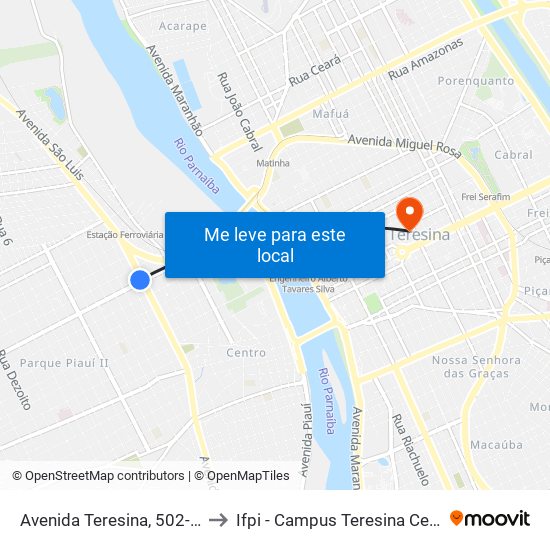 Avenida Teresina, 502-514 to Ifpi - Campus Teresina Central map