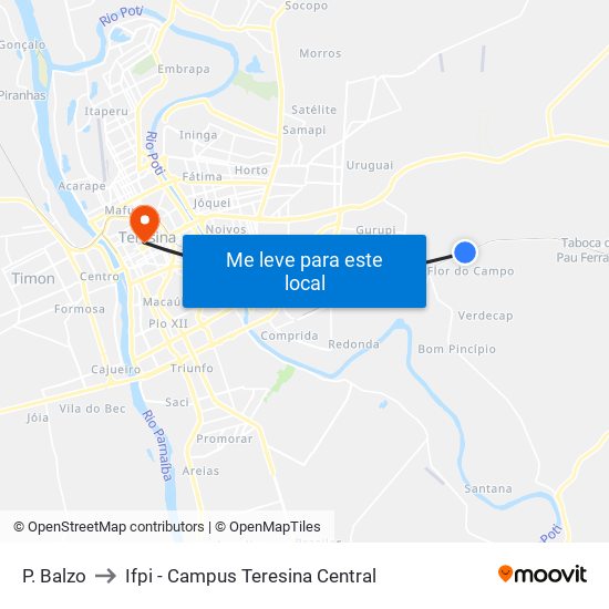 P. Balzo to Ifpi - Campus Teresina Central map