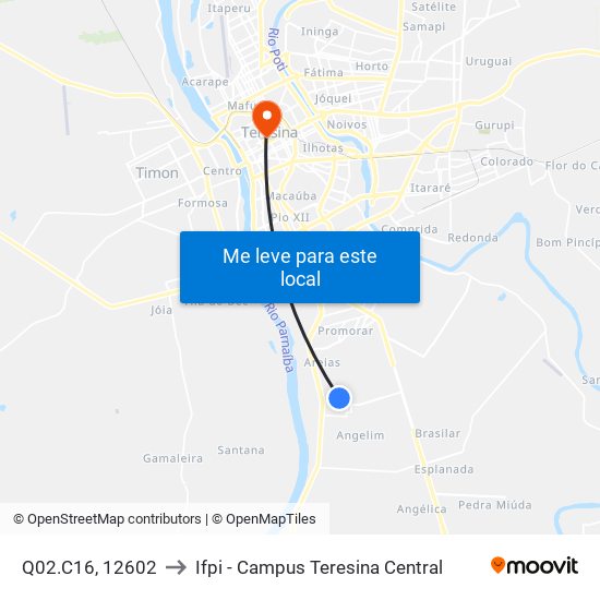 Q02.C16, 12602 to Ifpi - Campus Teresina Central map