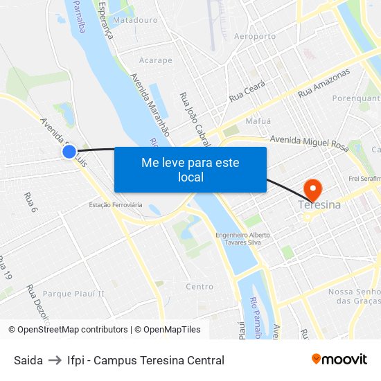 Saida to Ifpi - Campus Teresina Central map