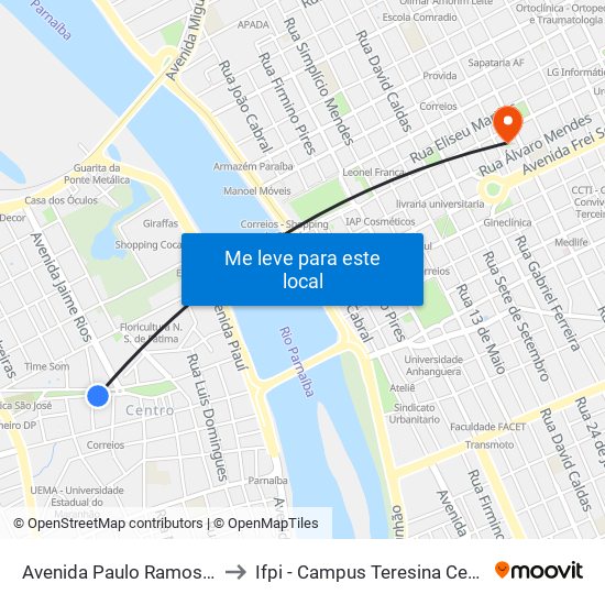 Avenida Paulo Ramos, 95 to Ifpi - Campus Teresina Central map