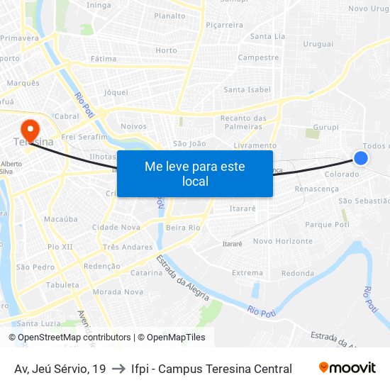 Av, Jeú Sérvio, 19 to Ifpi - Campus Teresina Central map