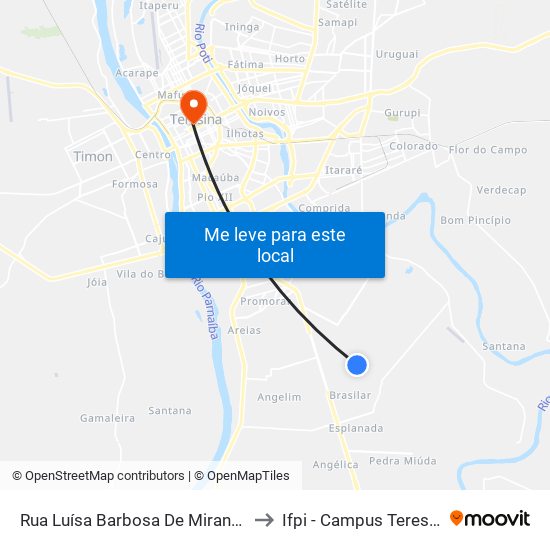 Rua Luísa Barbosa De Miranda, 5526-5998 to Ifpi - Campus Teresina Central map