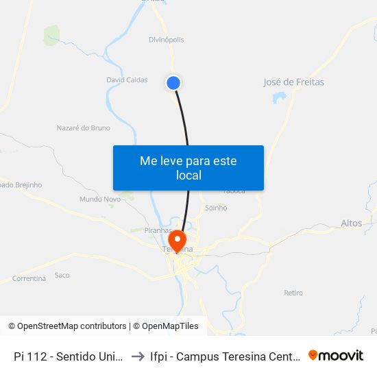 Pi 112 - Sentido União to Ifpi - Campus Teresina Central map