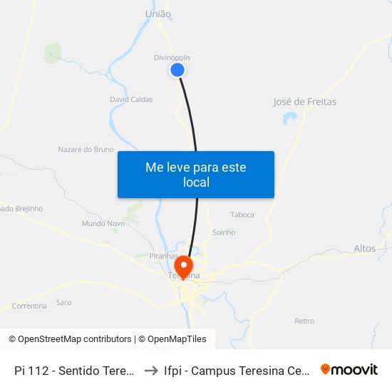 Pi 112 - Sentido Teresina to Ifpi - Campus Teresina Central map