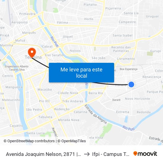 Avenida Joaquim Nelson, 2871 | Americanas / Lojas Pintos to Ifpi - Campus Teresina Central map