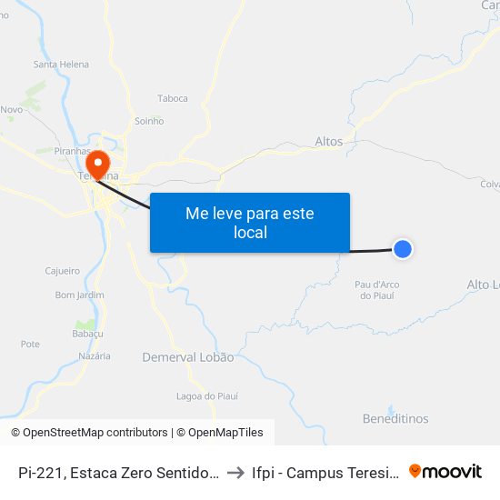 Pi-221, Estaca Zero Sentido Beneditinos to Ifpi - Campus Teresina Central map