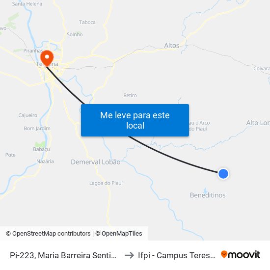 Pi-223, Maria Barreira Sentido Beneditinos to Ifpi - Campus Teresina Central map