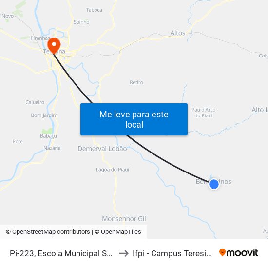 Pi-223, Escola Municipal São Benedito to Ifpi - Campus Teresina Central map