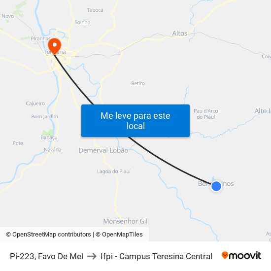 Pi-223, Favo De Mel to Ifpi - Campus Teresina Central map