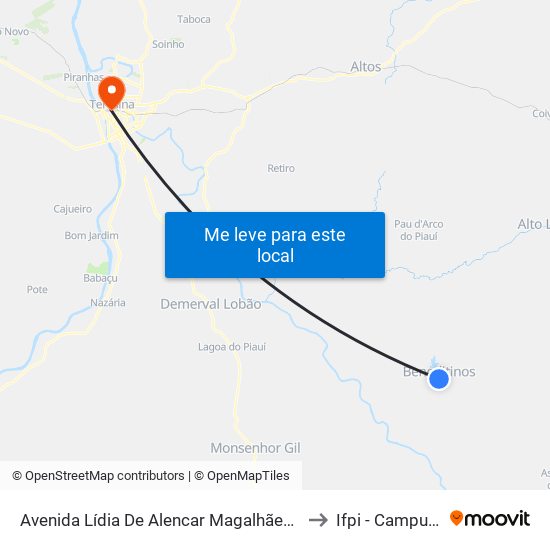 Avenida Lídia De Alencar Magalhães, 69, Praça Da Igreja Matriz De São Benedito to Ifpi - Campus Teresina Central map