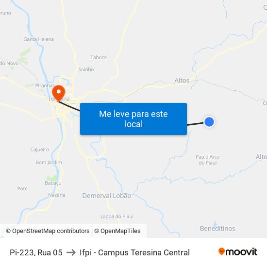 Pi-223, Rua 05 to Ifpi - Campus Teresina Central map