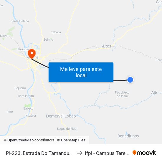 Pi-223, Estrada Do Tamanduá (Sentido Altos) to Ifpi - Campus Teresina Central map