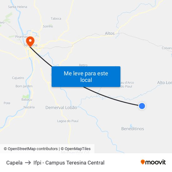 Capela to Ifpi - Campus Teresina Central map