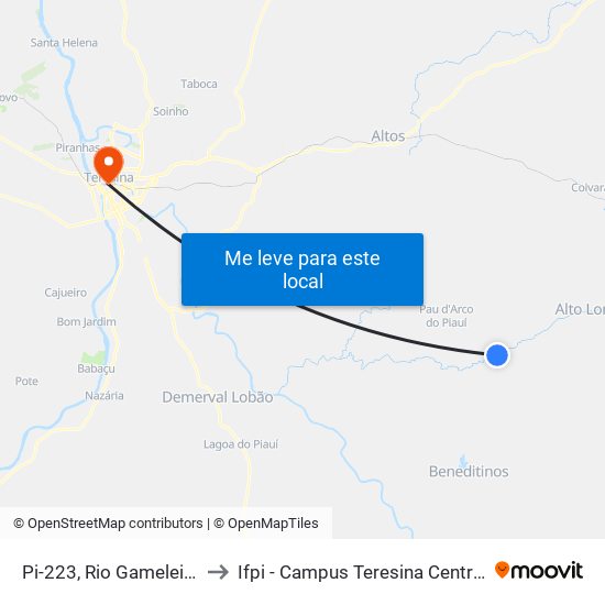 Pi-223, Rio Gameleira to Ifpi - Campus Teresina Central map