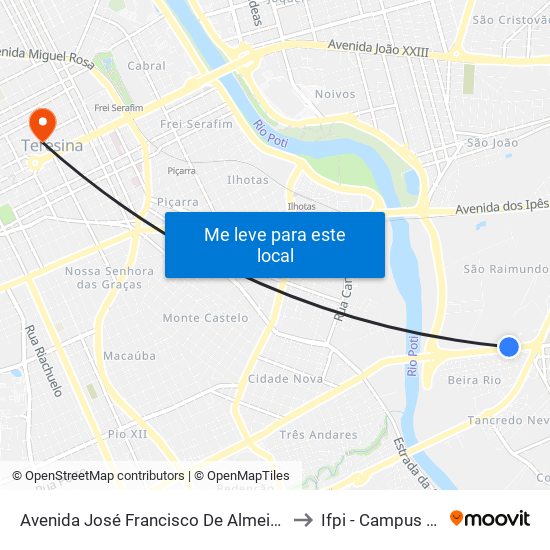 Avenida José Francisco De Almeida Neto, 2116 | Assaí Atacadista to Ifpi - Campus Teresina Central map